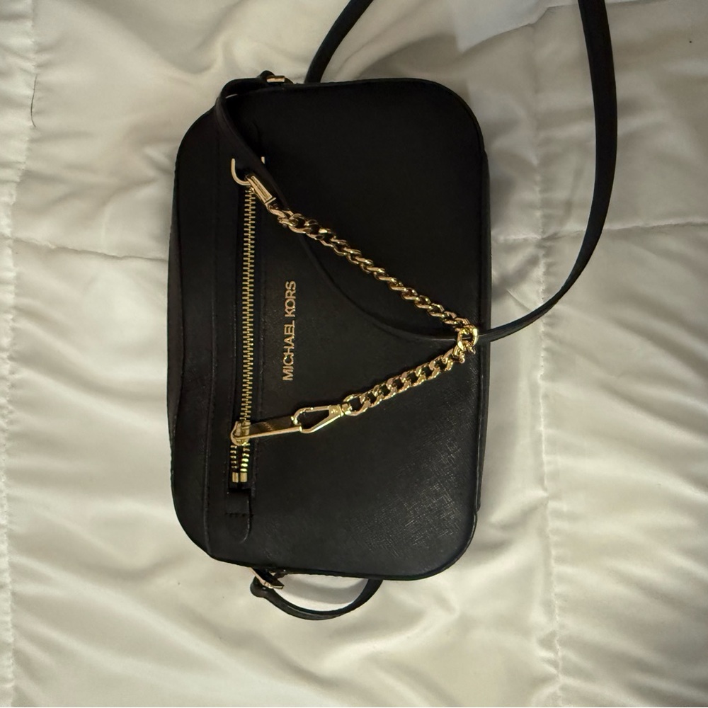 Michael Kors Black Crossbody Bag with Gold Chain